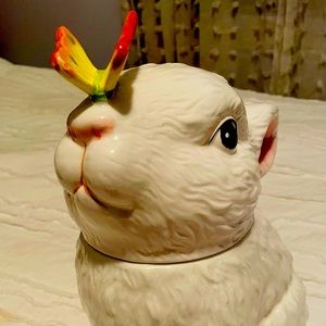 Bunny with Butterfly Cookie Jar